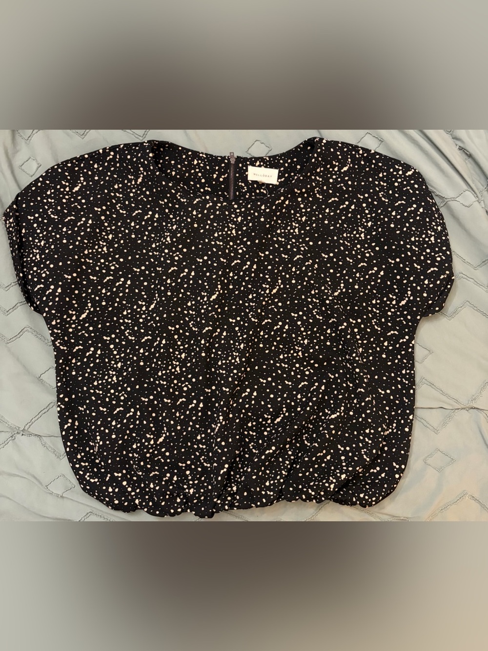MELLODAY Black Skirt with Cream Speckle Print